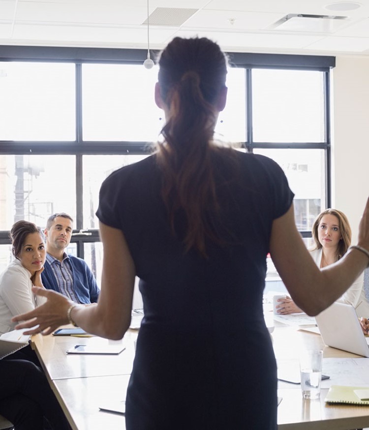 Businesswoman Leading Meeting In Conference Room