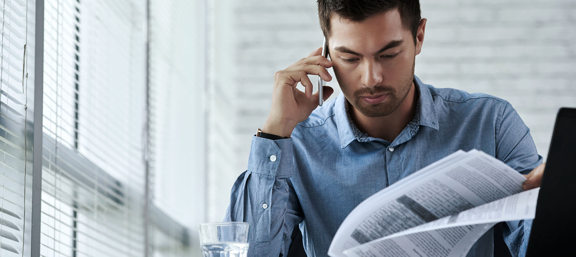 Man Reviewing Document