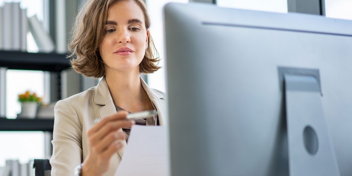 Business Woman Working With Computer Monitor