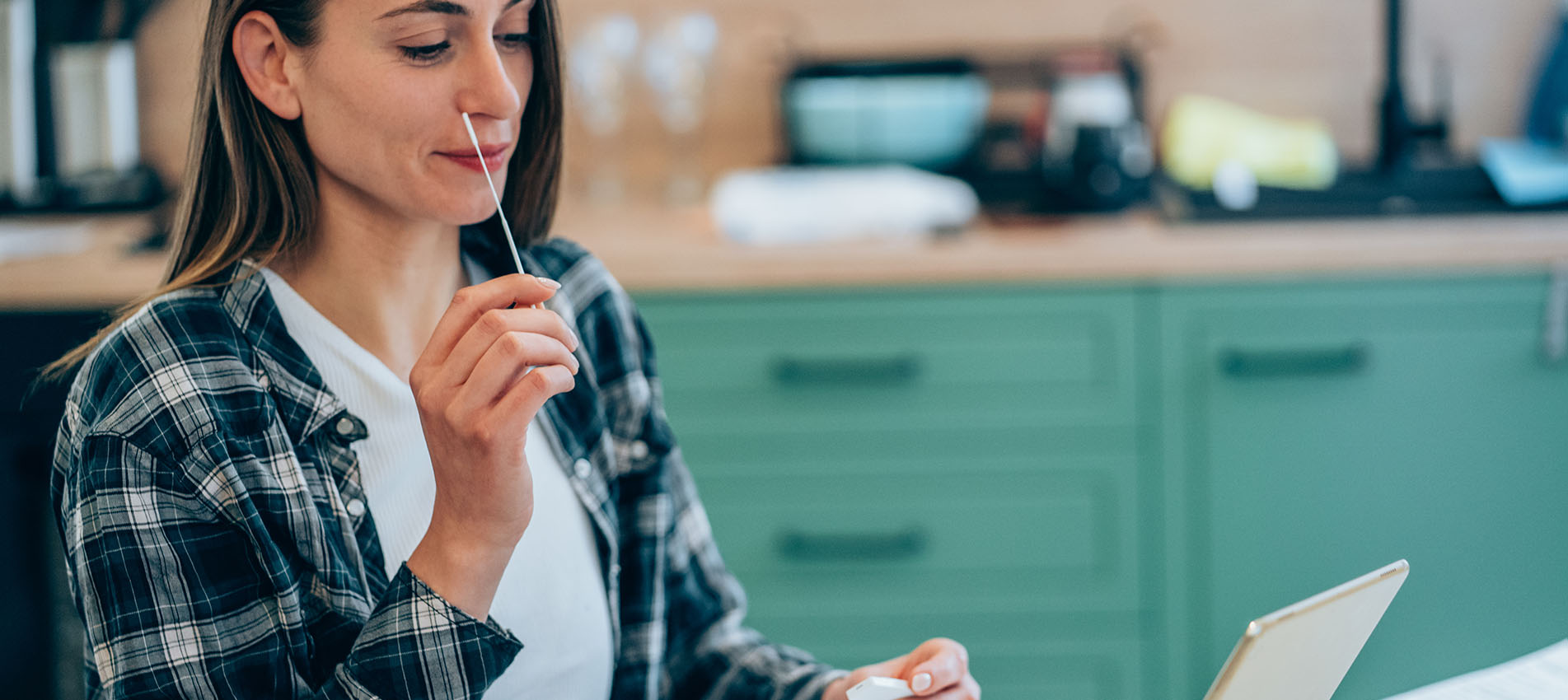 Woman Doing A Self Test For Covid