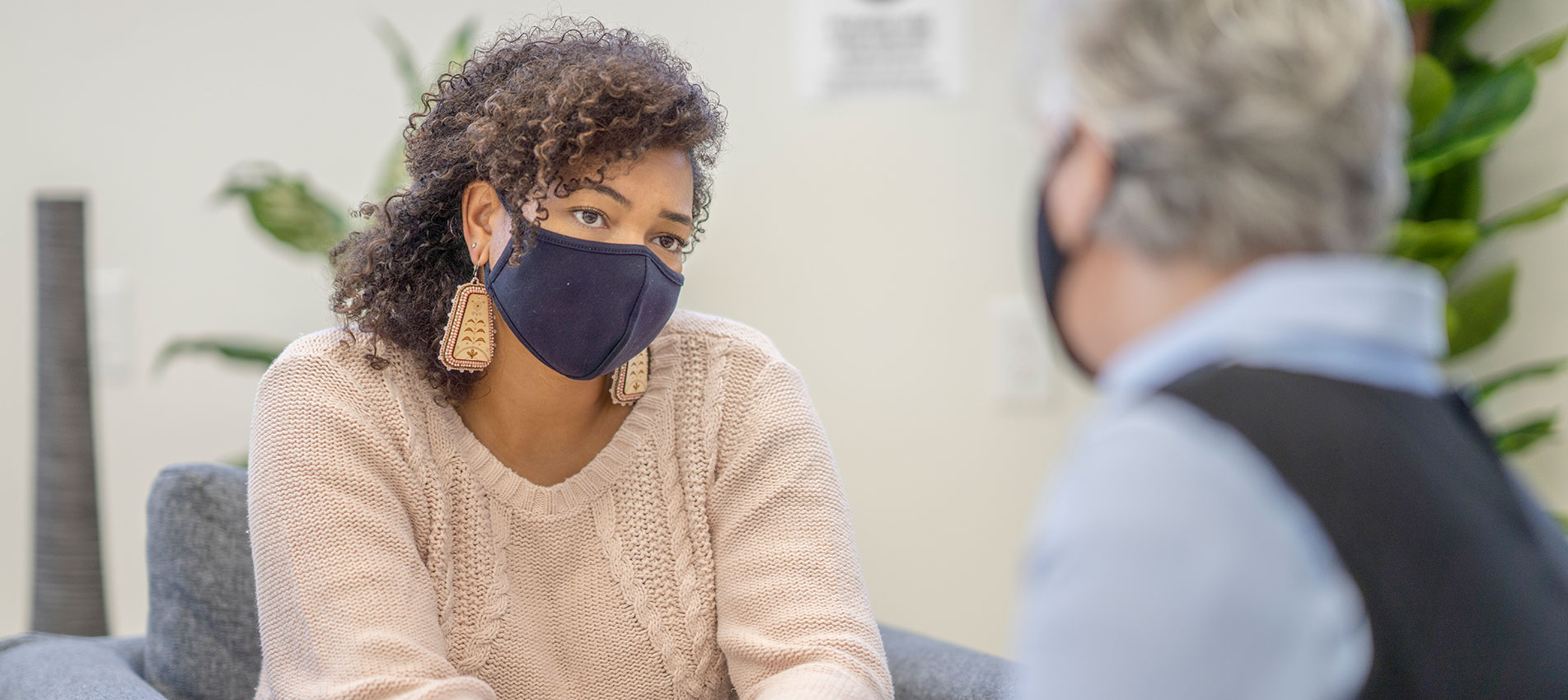 Patient Wearing A Mask During Therapy Session