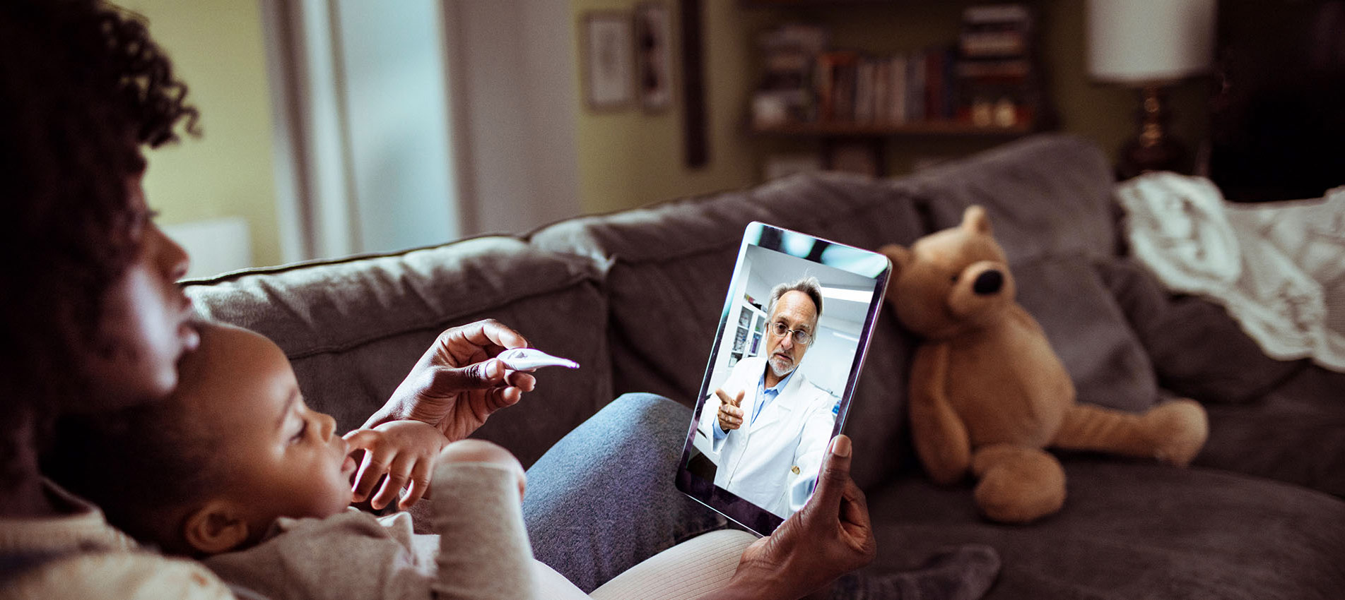 Child Sick Visiting The Doctor Via Telehealth