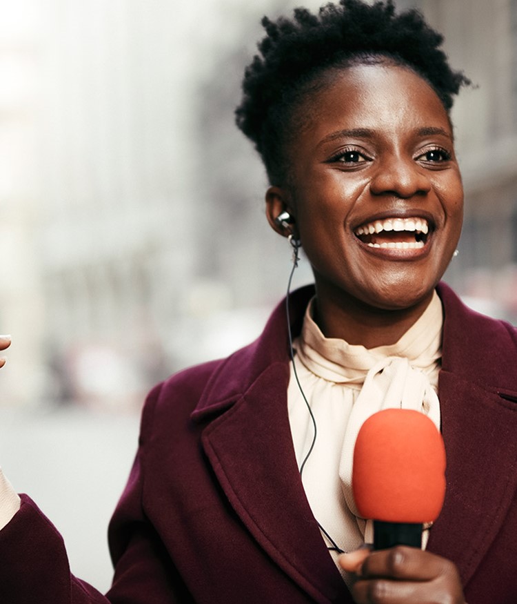 African Female News Reporter In Live Broadcasting
