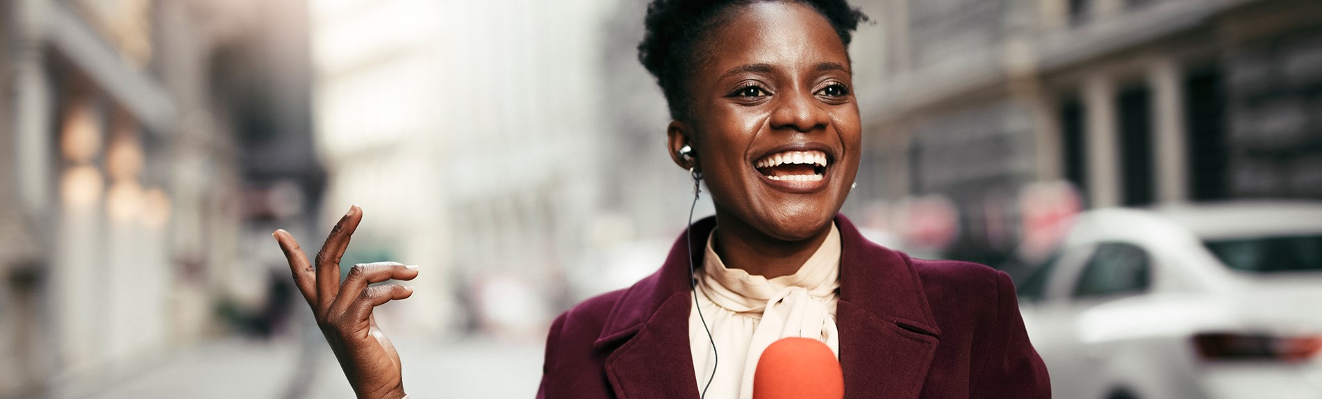 African Female News Reporter In Live Broadcasting