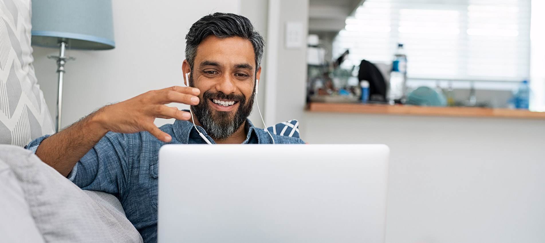 Man Using Laptop For Video Call