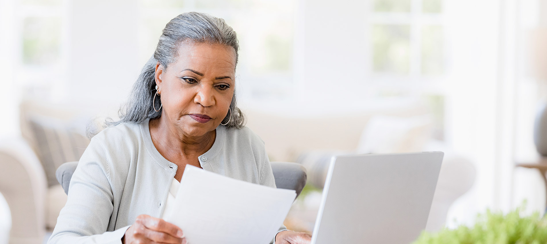 Serious Senior Widow Worried About Home Finances