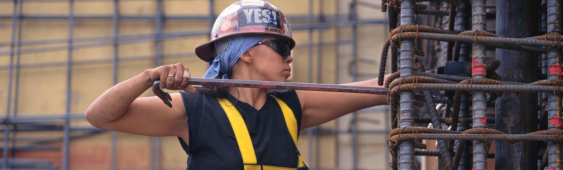 Woman Working With Rebar
