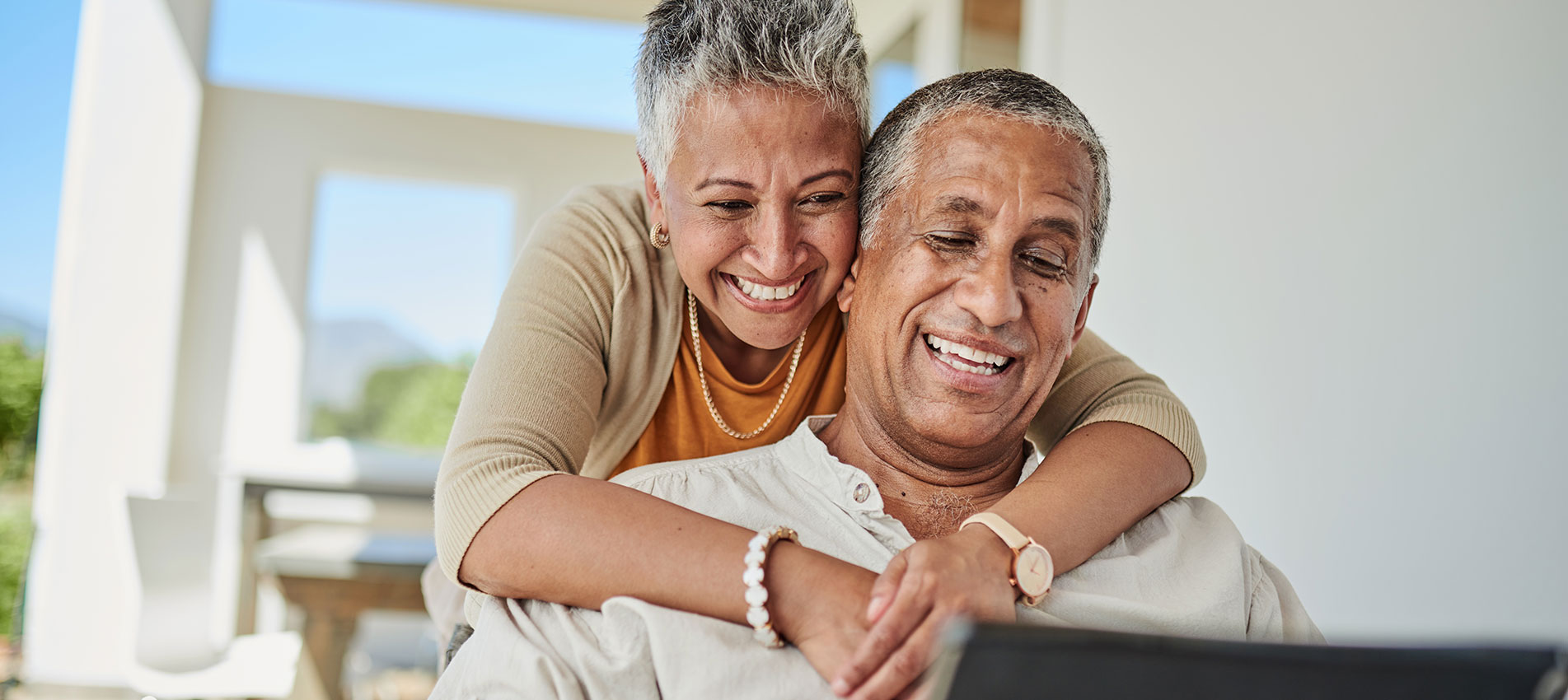 Senior People Happy With Digital App Life Insurance Information