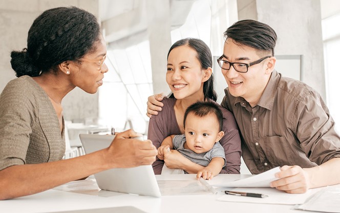 Asian Family And A Financial Advisor