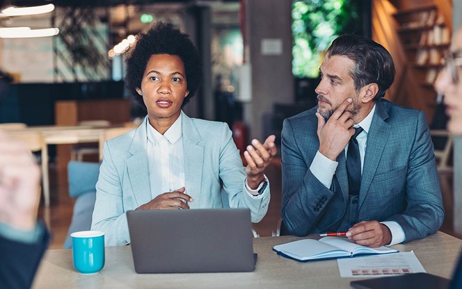 Diverse business colleagues have a meeting