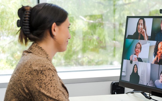 Woman Leads A Virtual Meeting With Colleagues