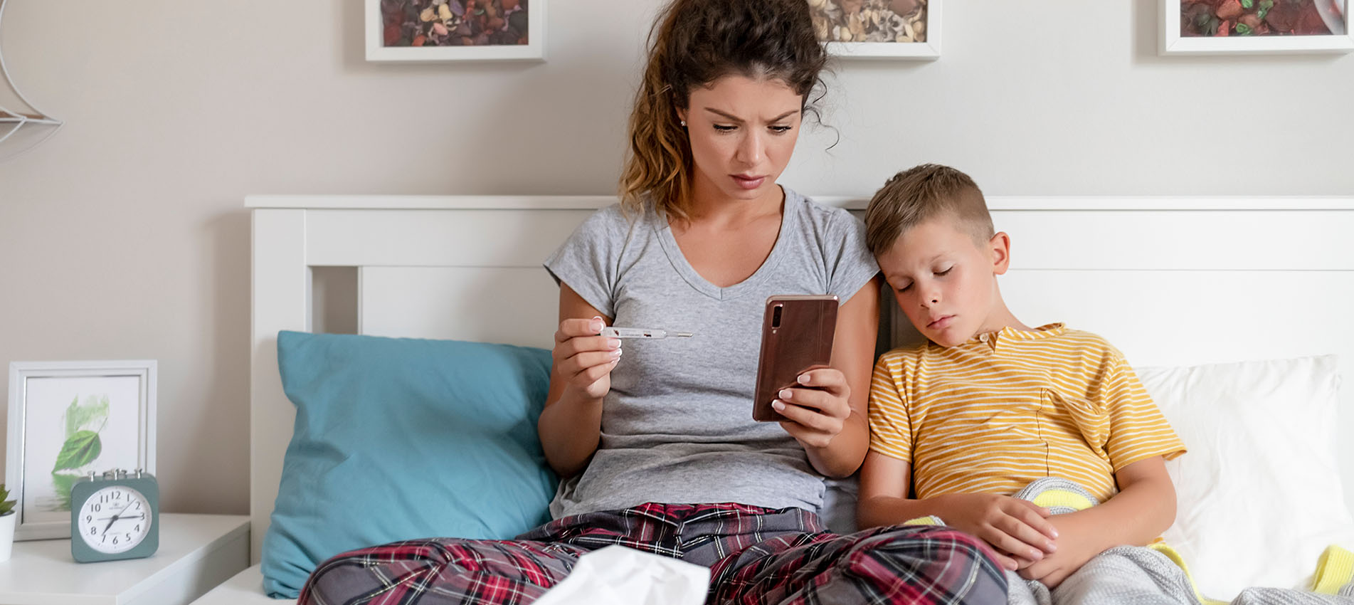 Mom On Phone Searching Health Information